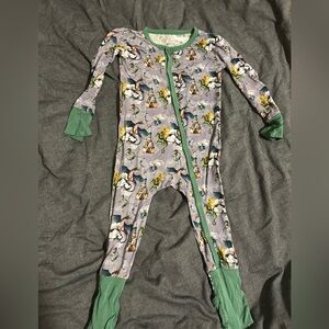 Kids One Piece Bamboo Pajamas with SNAPS. Dragons and castles